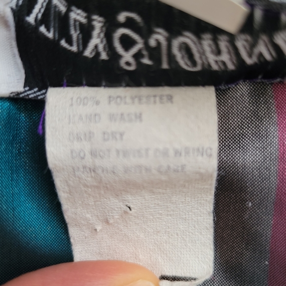 Vintage Lizzy&Johnny By Lucero Striped Ruffled Neck Puff sleeve midi dress Sz 10 - Picture 9 of 9